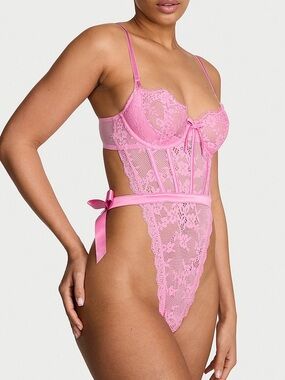 Victoria’s Secret Wicked Unlined Lace Teddy Bodysuit Lingerie Large